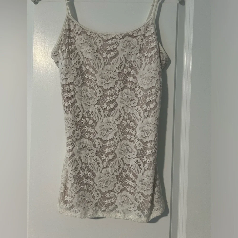 Express Best Loved Lace Tank Ivory Medium